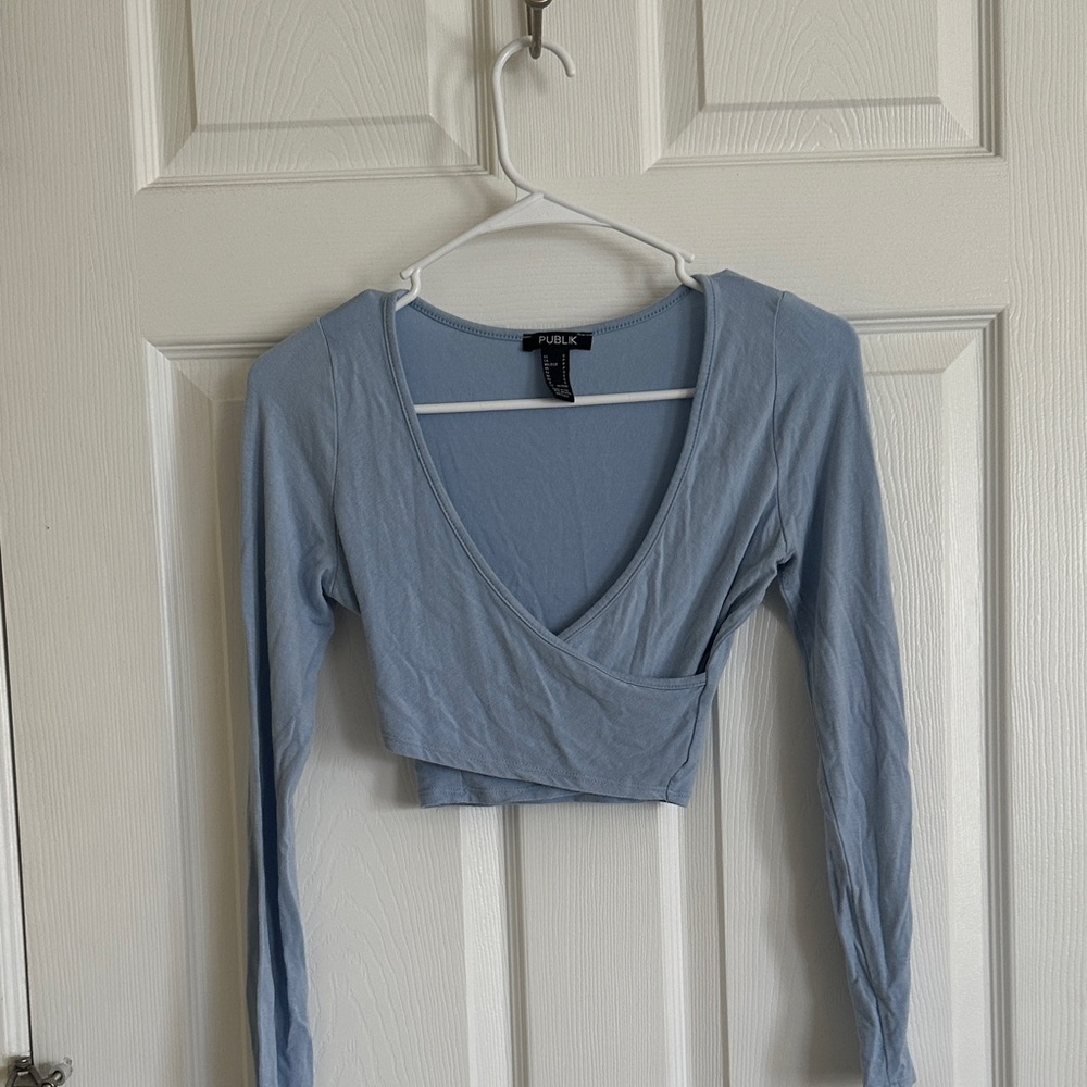 Women's Light Blue wrap Crop Top